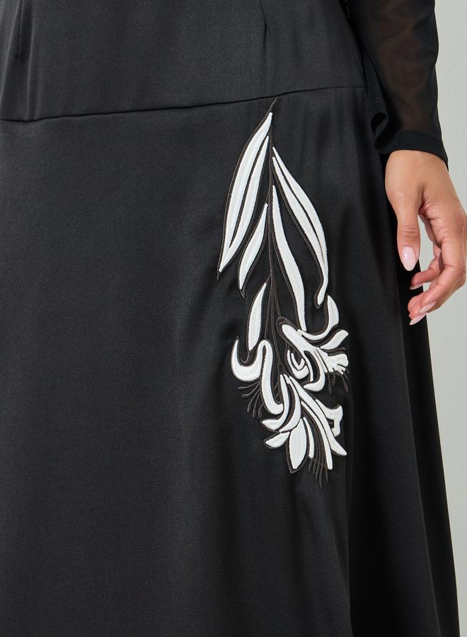ستايلي تنورة مطرزة بحافة واسعة طويلة - Image 3